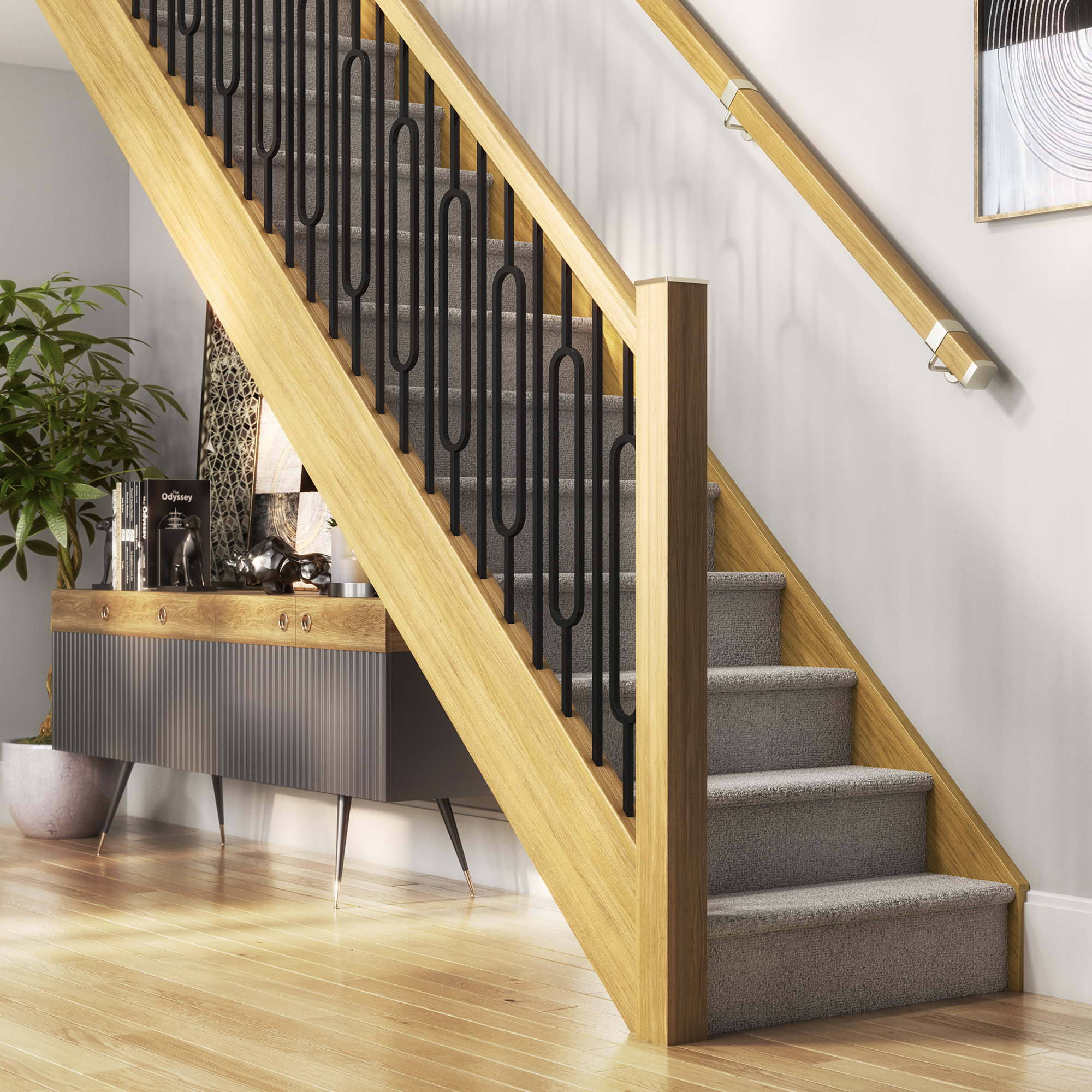 Oak with SIM and Bar Metal Spindle